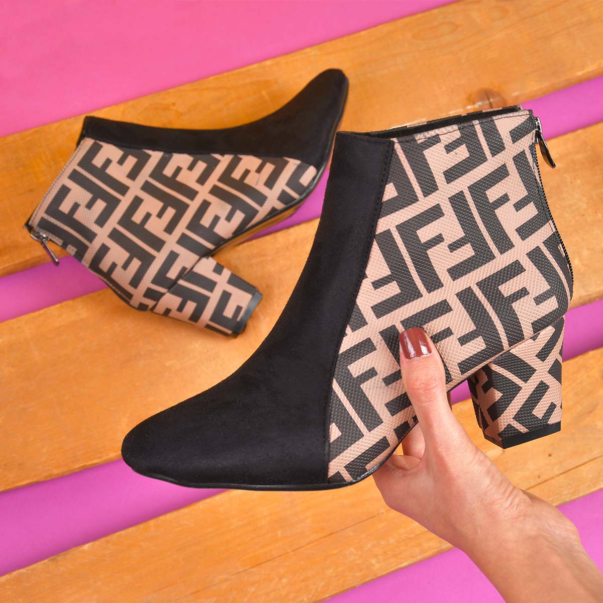 بوت پاشنه دار دخترانه مدل Fendi
