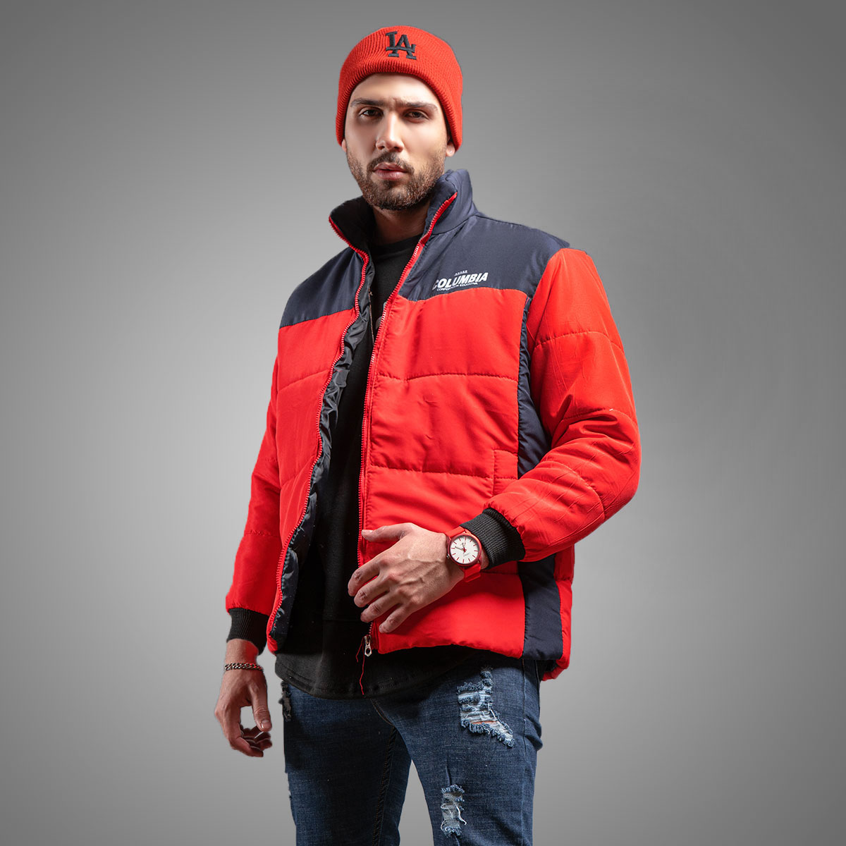 کاپشن مردانه قرمز مدل Atras