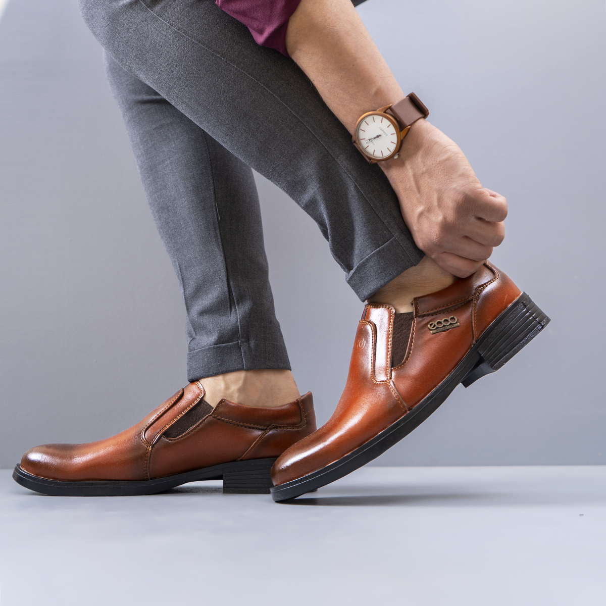 کفش ecco مردانه قهوه ای مدل Rowan