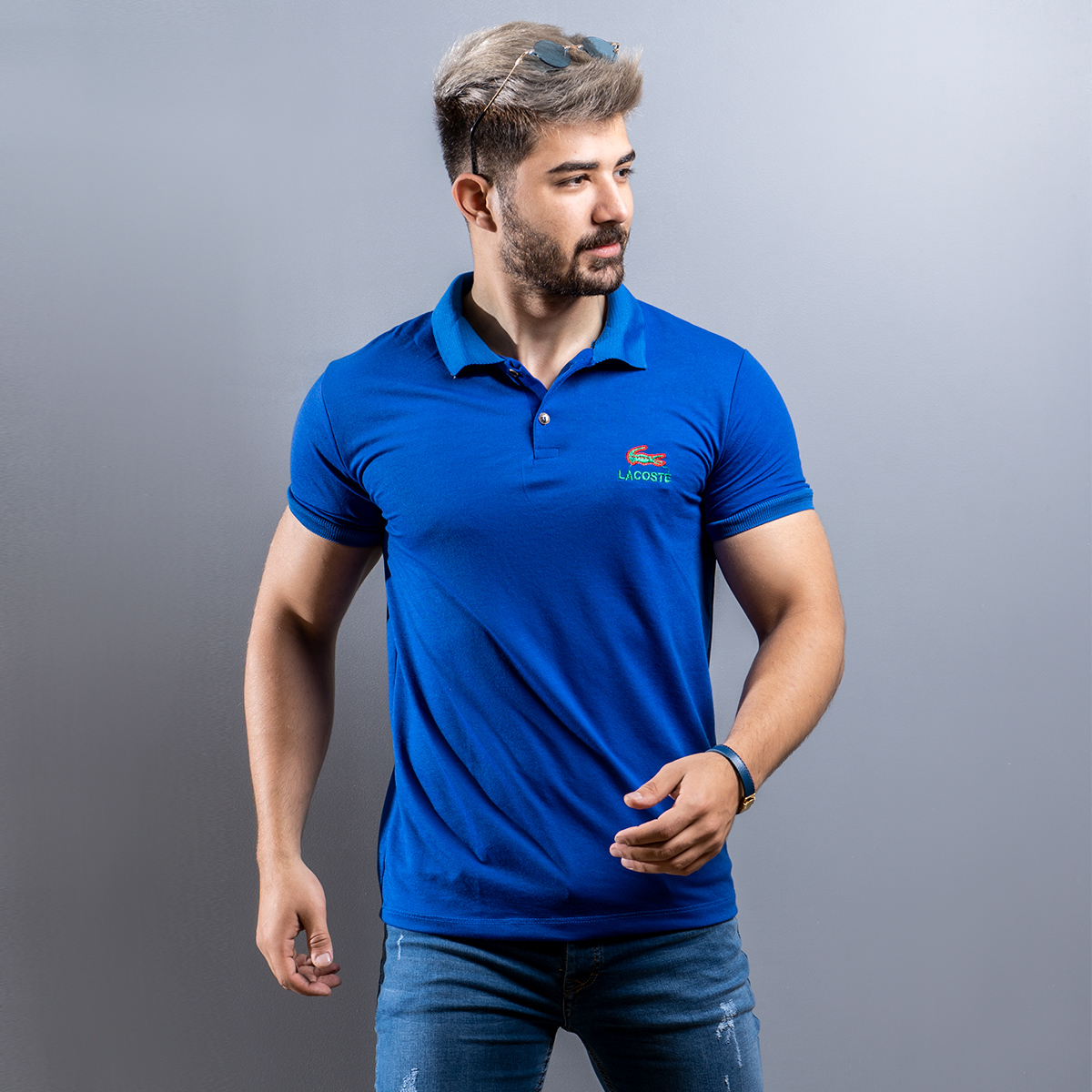 تیشرت Lacoste مردانه آبی کاربنی مدل Casio