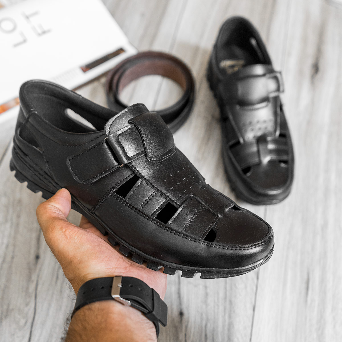 کفش تابستانه مشکی مردانه مدل Boros-