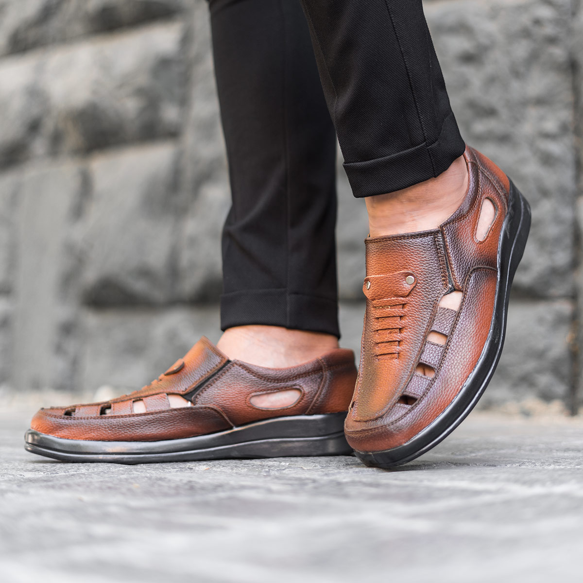 کفش تابستانه قهوه ای مردانه مدل Ropert