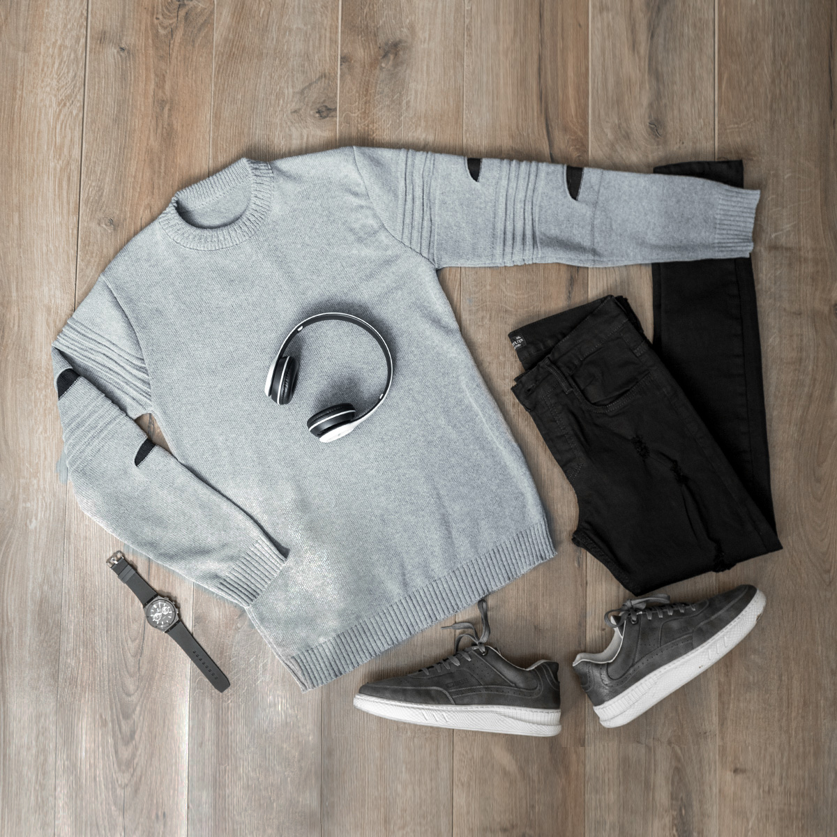 پلیور زاپ دار مردانه طوسی مشکی مدل solan