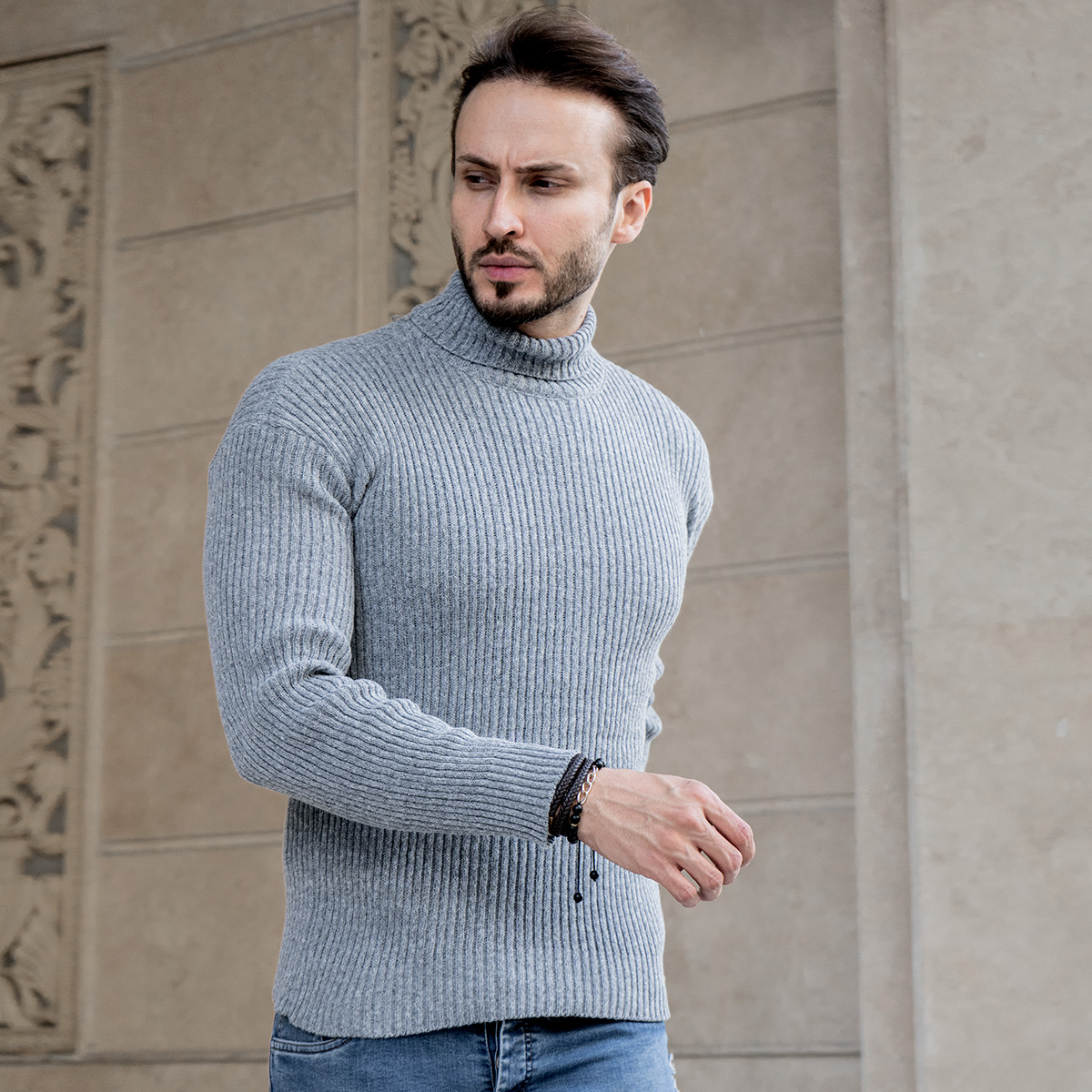 پلیور بافت یقه اسکی مردانه مدل arka
