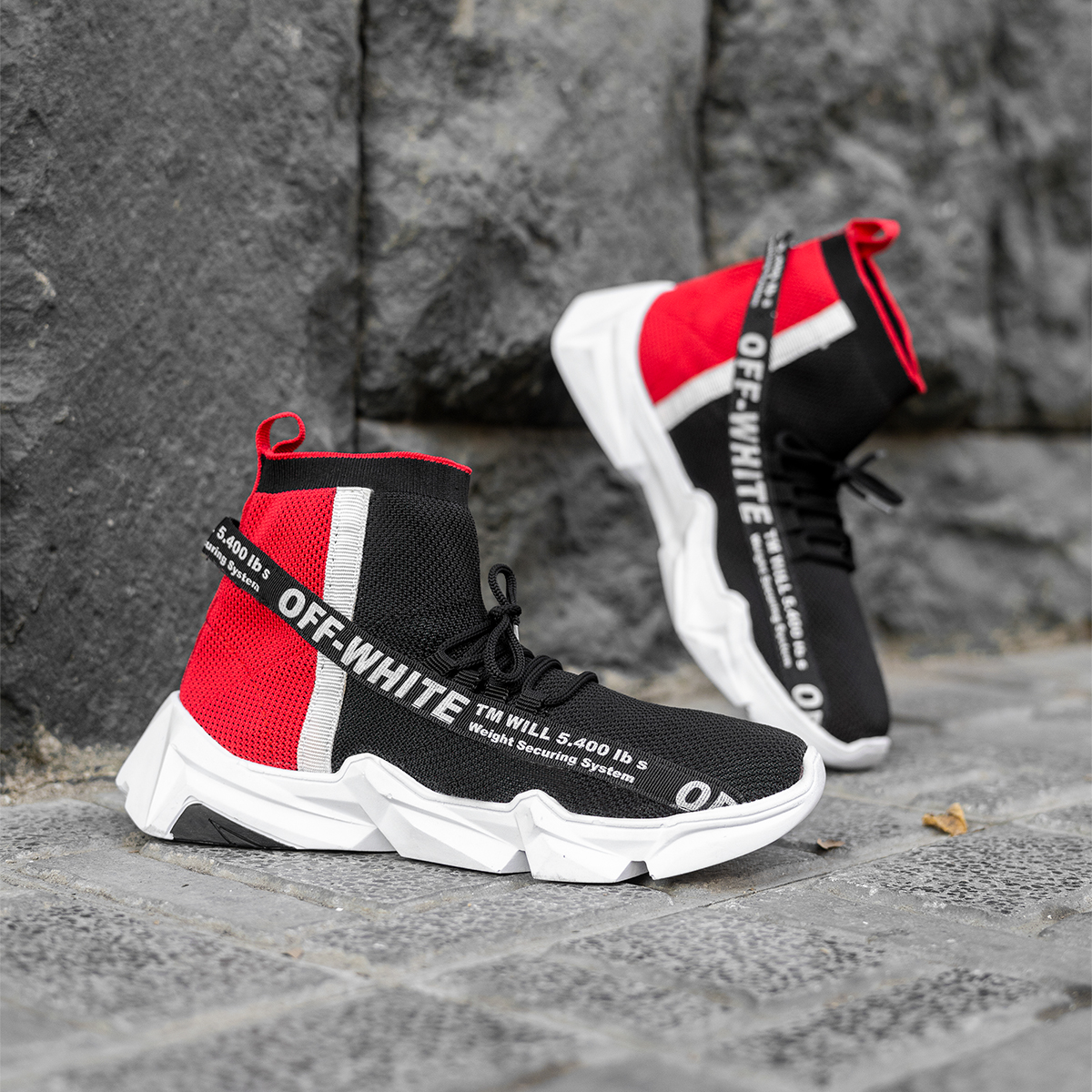 کفش ورزشی ساقدار مردانه مشکی قرمز مدلSasan