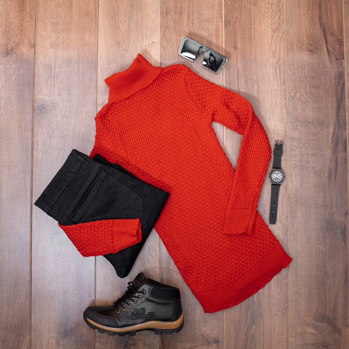 پلیور یقه اسکی مردانه قرمز مدل Oktav