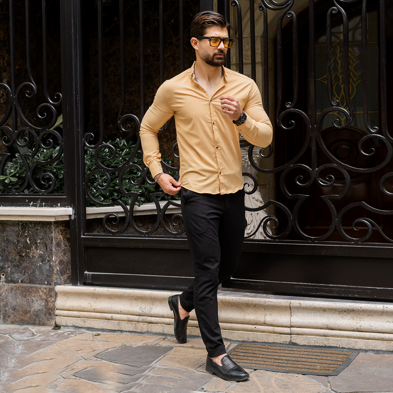 پیراهن زرد(T) مردانه مدل Yazdan