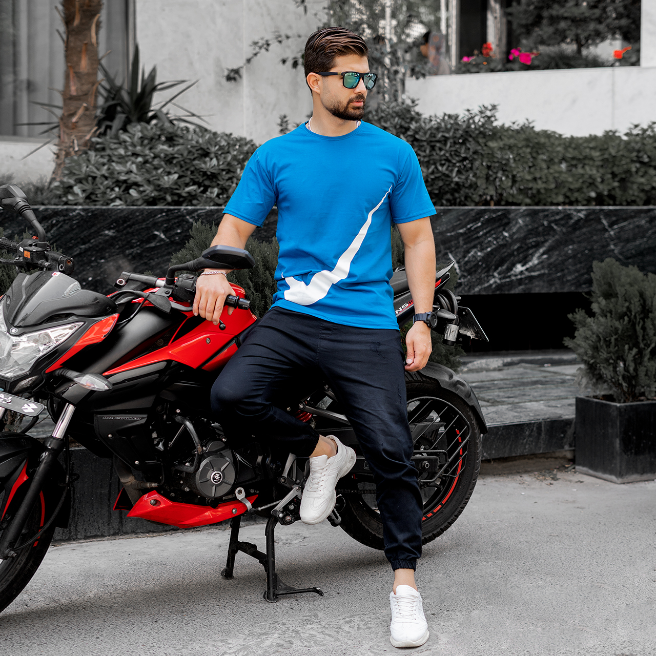 تیشرت نایک آبی مردانه مدل N400