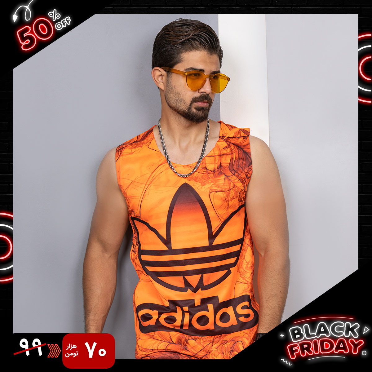 رکابی (T) نارنجی مردانه مدل Adidas