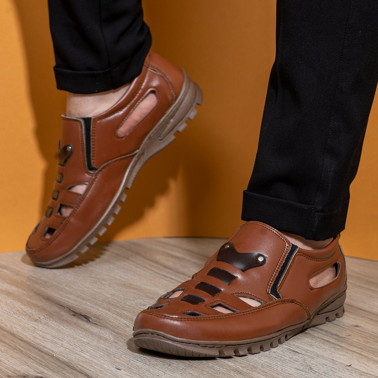 صندل مردانه قهوه ای مدل Mahram