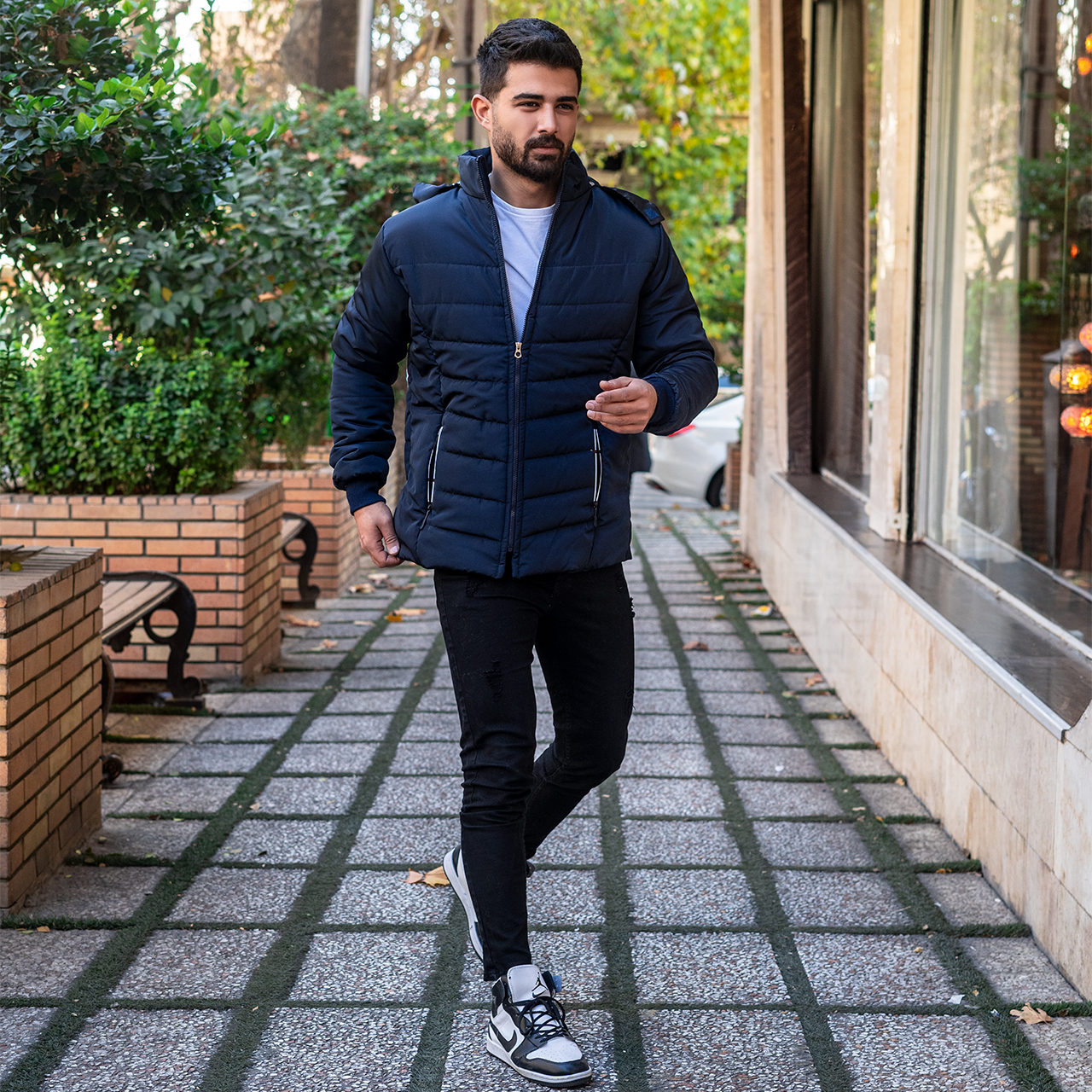 کاپشن مردانه ساده سرمه ای مدلAidin