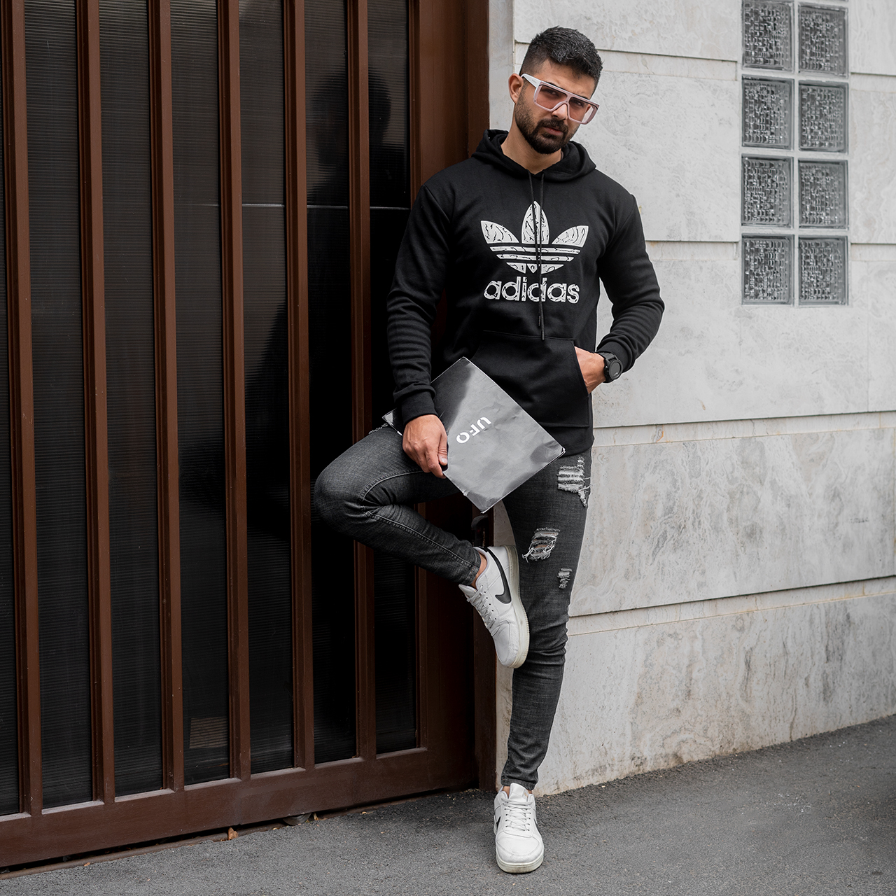 هودی Adidas مردانه مشکی مدلQs