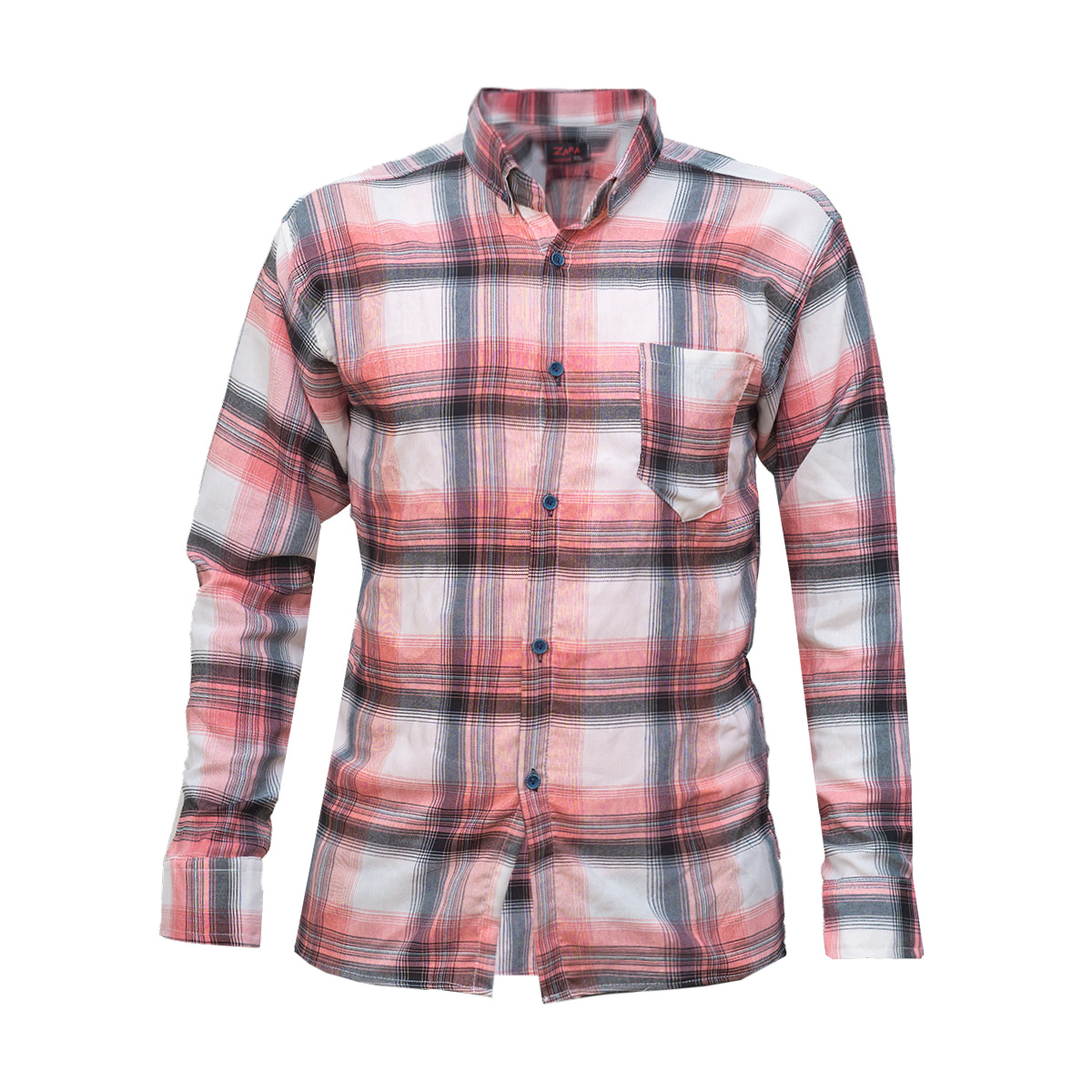 پیراهن مردانه چهارخونه صورتی طوسی مدل alvand