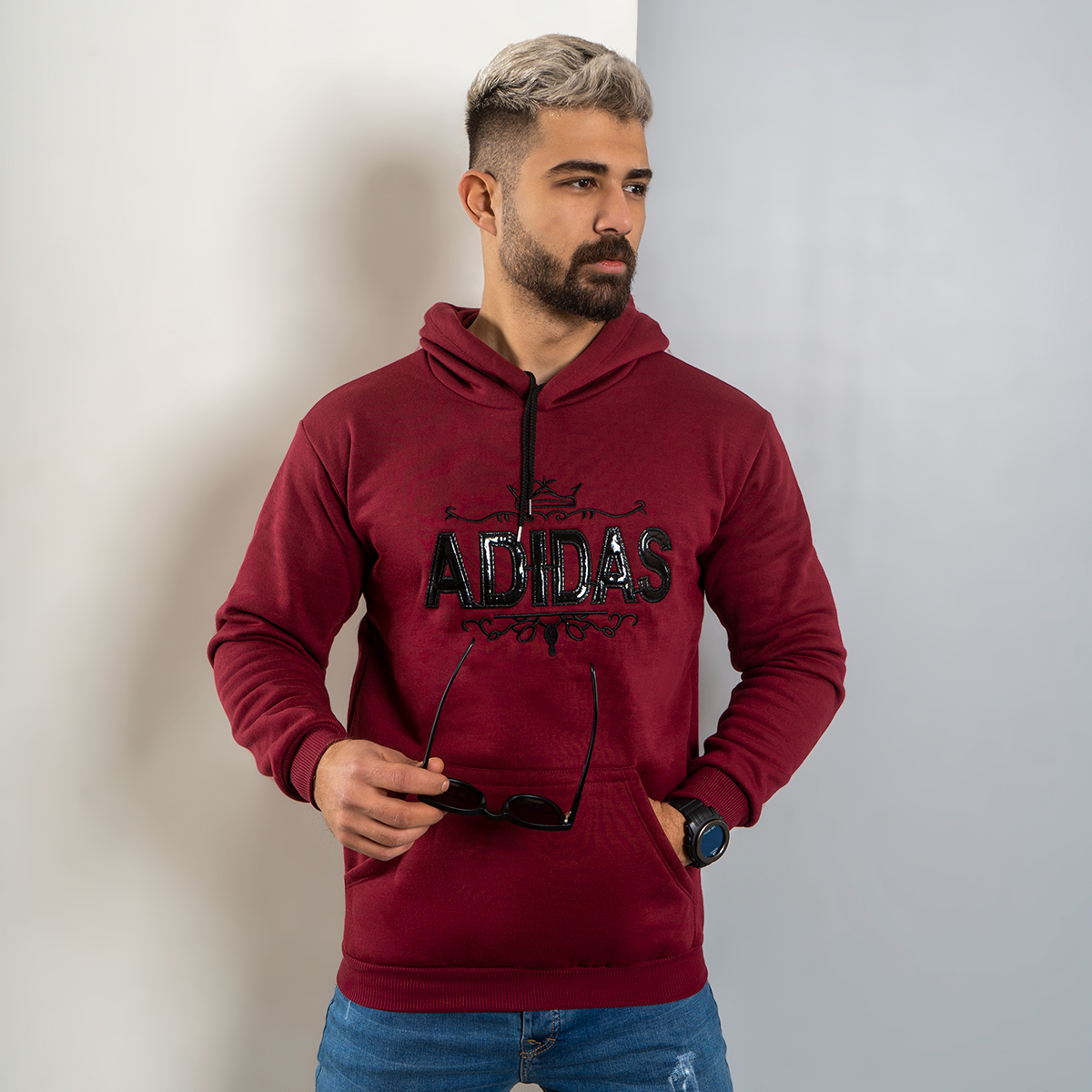 هودی مردانه Adidas زرشکی مدل Sahand