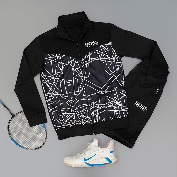 ست سوییشرت شلوار مردانه طرح خط خطی مدل Boss