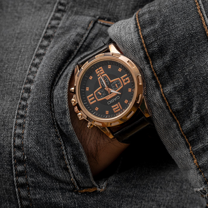 ساعت مچی Casio مشکی طلایی مدل E305