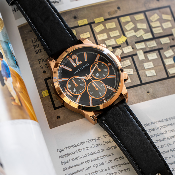 ساعت مچی مشکی طلایی مردانه مدل Bvlgari