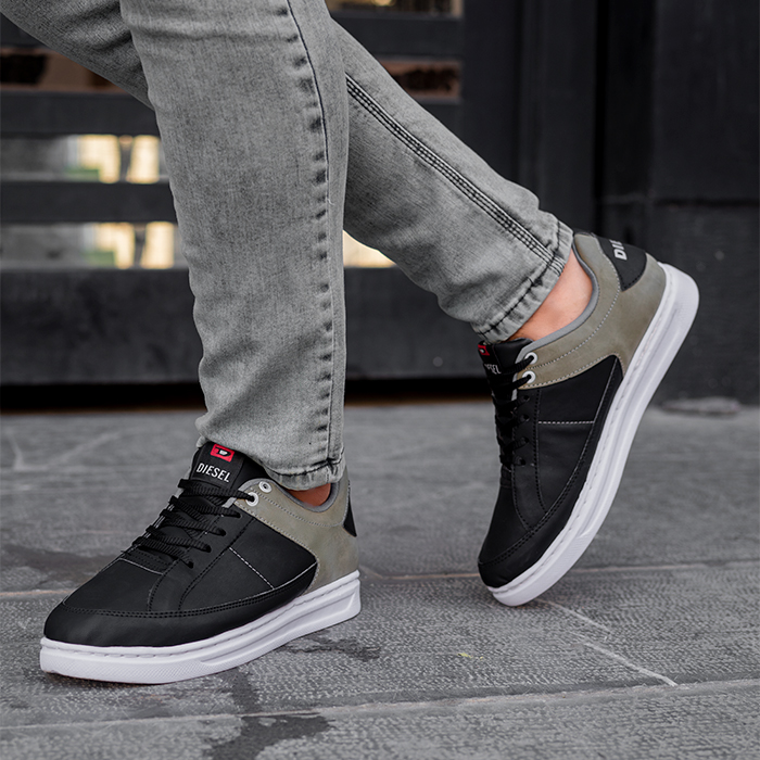 کفش تخت مشکی طوسی مردانه مدل Diesel