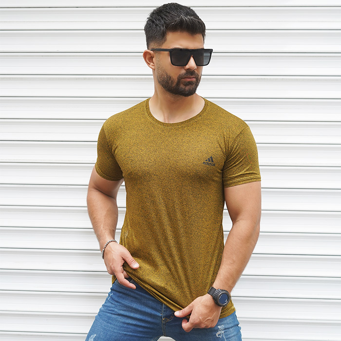 تیشرت خردلی مردانه طرح ADIDAS مدل TIAN