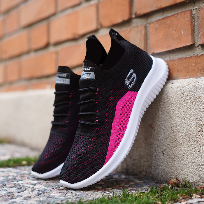 کفش ورزشی SKECHERS مشکی صورتی زنانه مدل melon