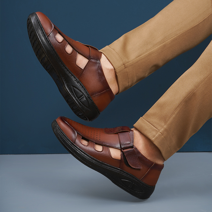 صندل مردانه عسلی مدل Itan