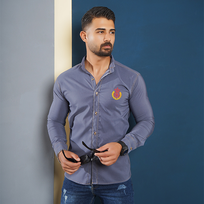 پیراهن مردانه طوسی تیره مدل Gabi