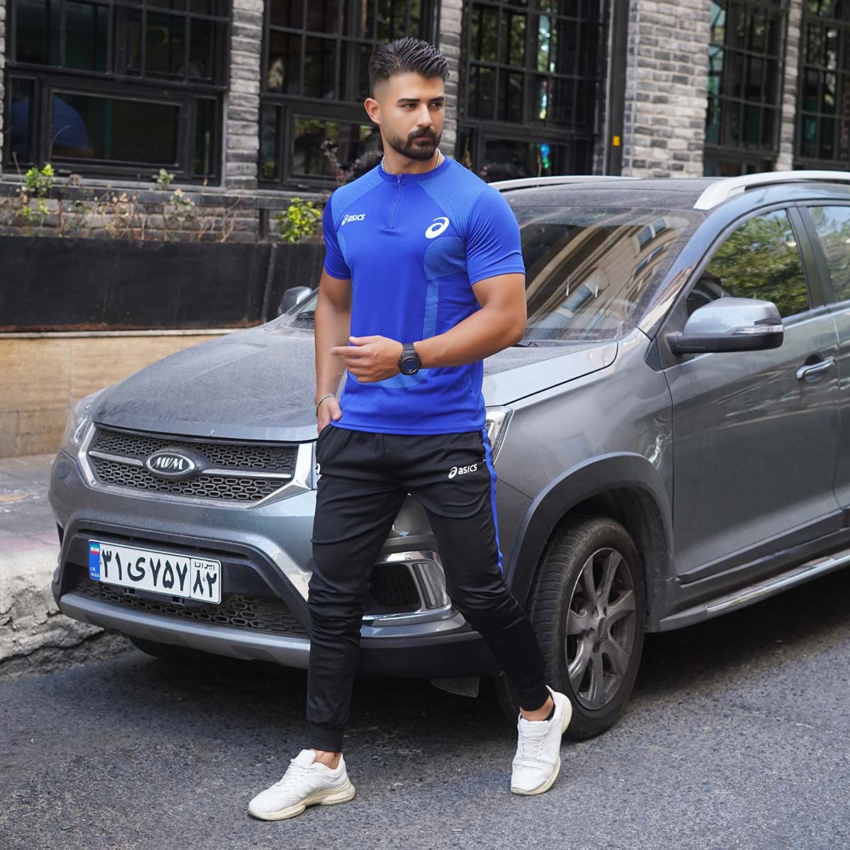 ست تیشرت شلوار مردانه آبی مدل ASICS