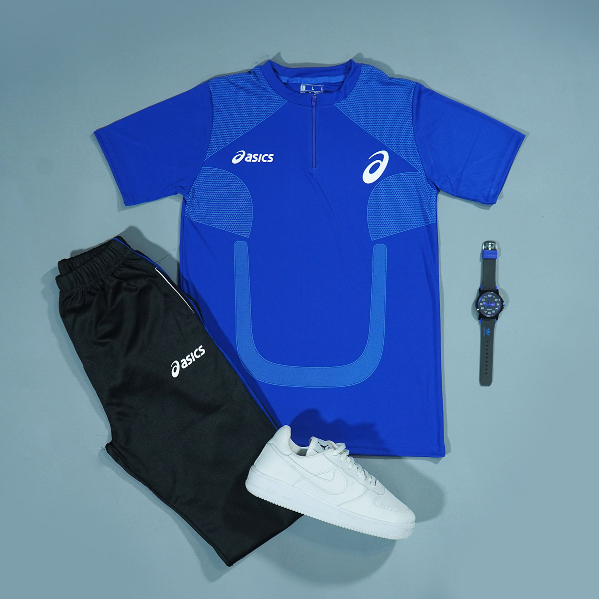 ست تیشرت شلوار مردانه آبی مدل ASICS