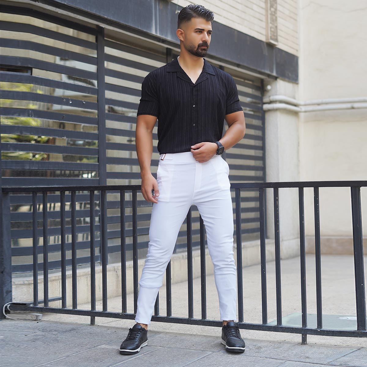 شلوار اسلش مردانه سفید مدل Keysan