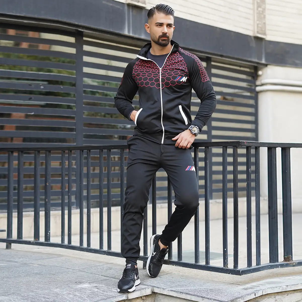 ست سوئیشرت شلوار قرمز مشکی مردانه مدل matio