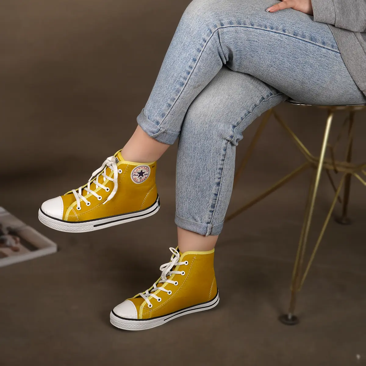 کفش ورزشی ساقدار زرد All Star زنانه مدلMobina