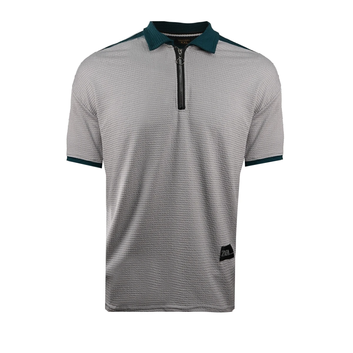 تیشرت مردانه یقه زیپ دار طوسی روشن مدل Radon