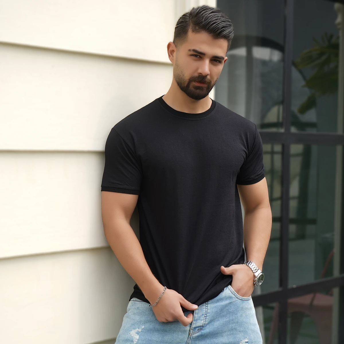 تیشرت ساده مشکی مردانه مدل Edvan