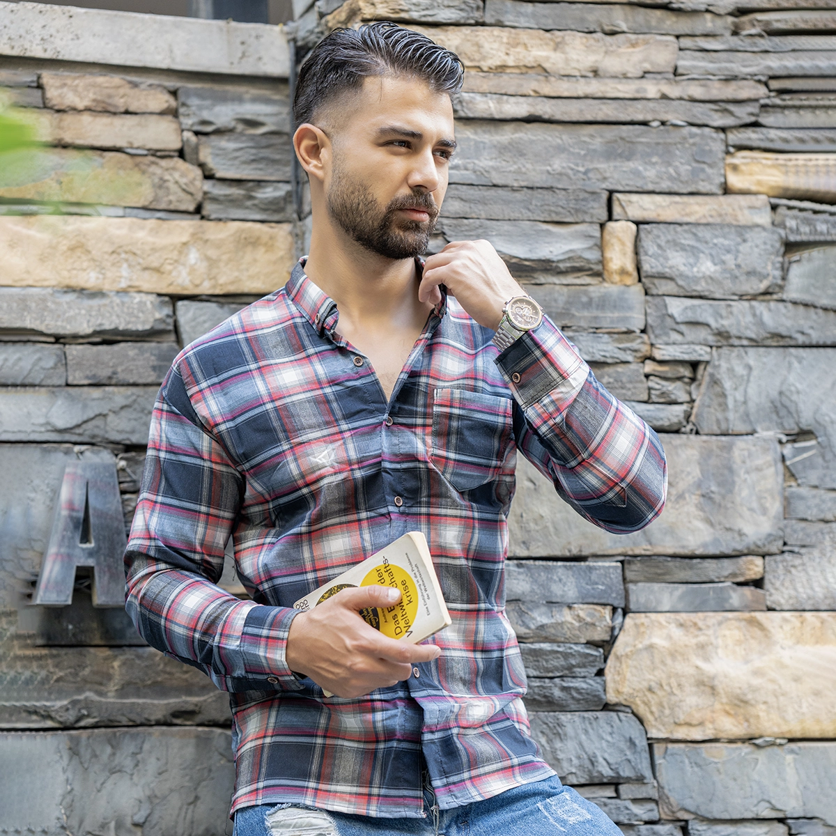 پیراهن مردانه مشکی قرمز مدل ahora