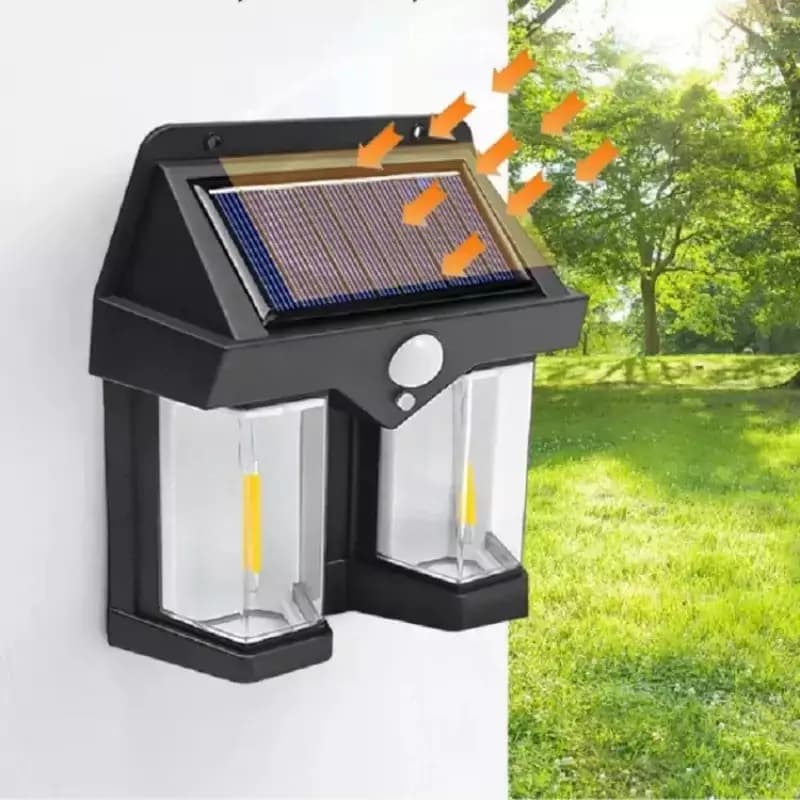 چراغ سولار دیواری دو قلو