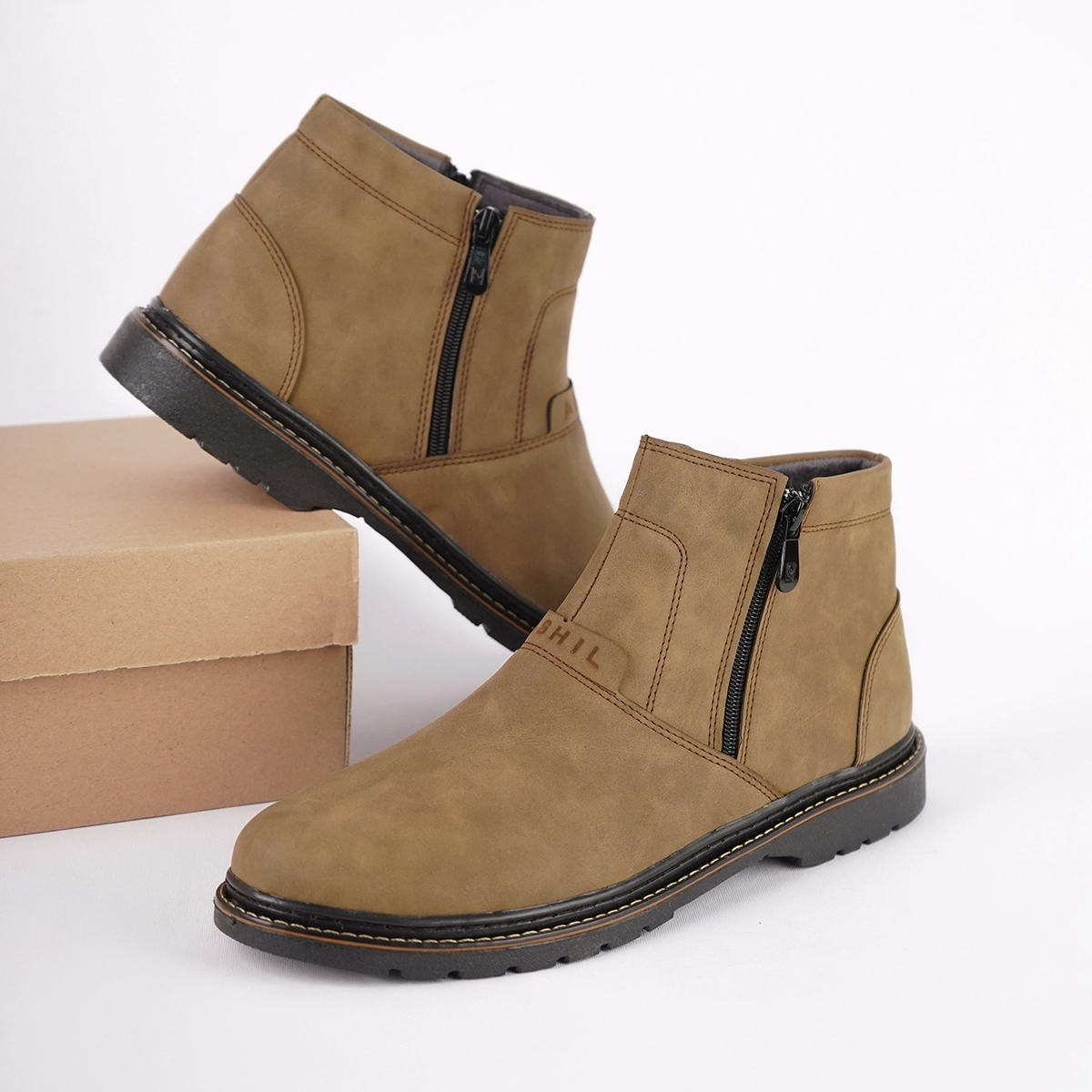 نیم بوت خاکی مردانه مدل Farzam