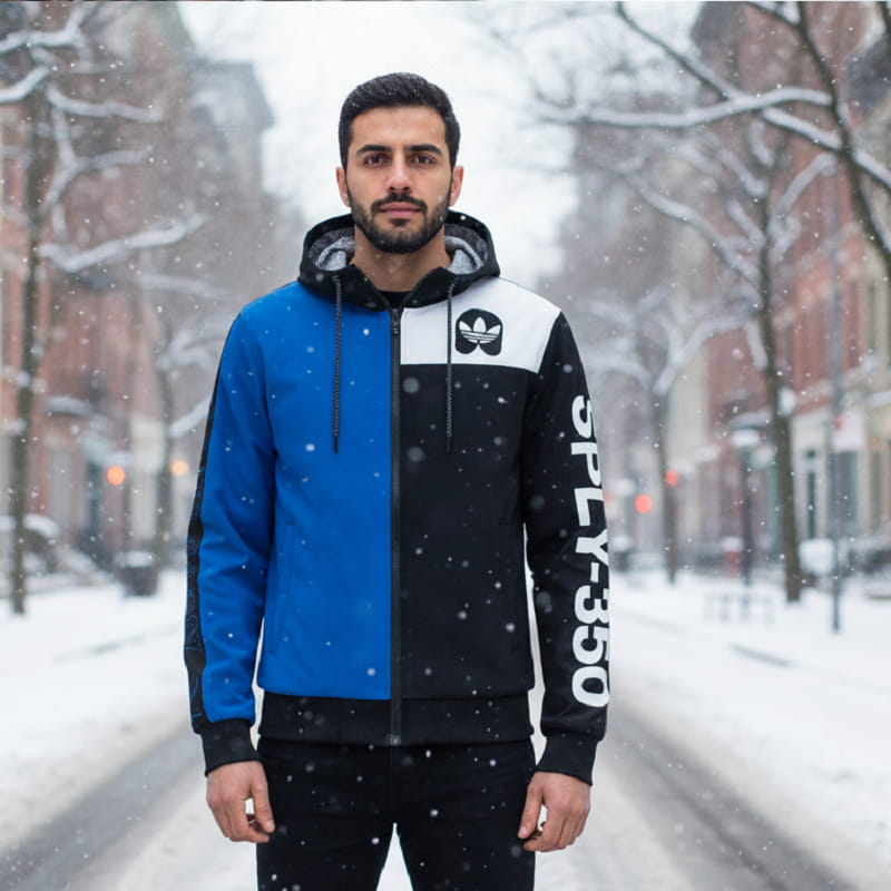 کاپشن مردانه آبی مدل Adidas Yeezy