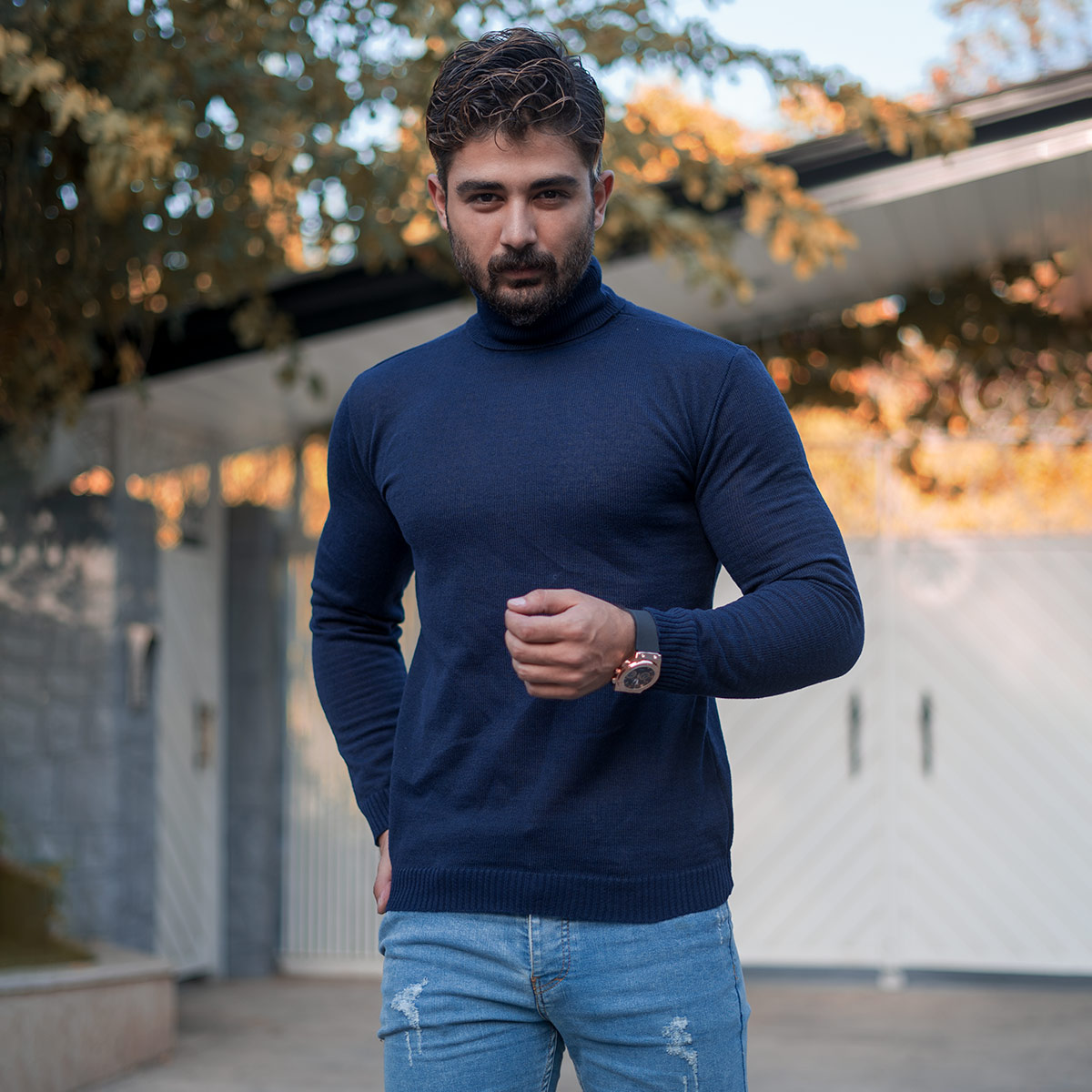 پلیوربافت مردانه یقه اسکی مدل Tosan