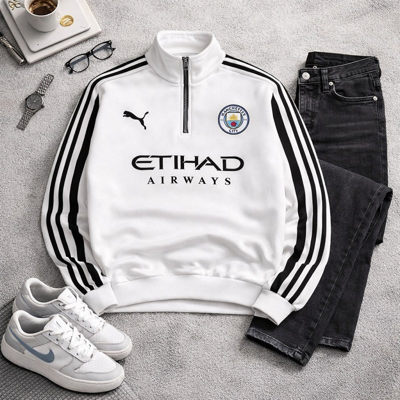 دورس نیم زیپ منچستر سیتی-سفید