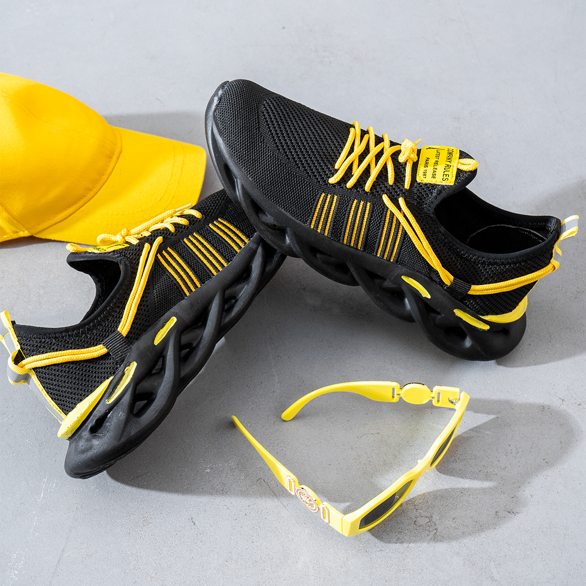 کفش ورزشی مشکی زرد مردانه مدل Arisan