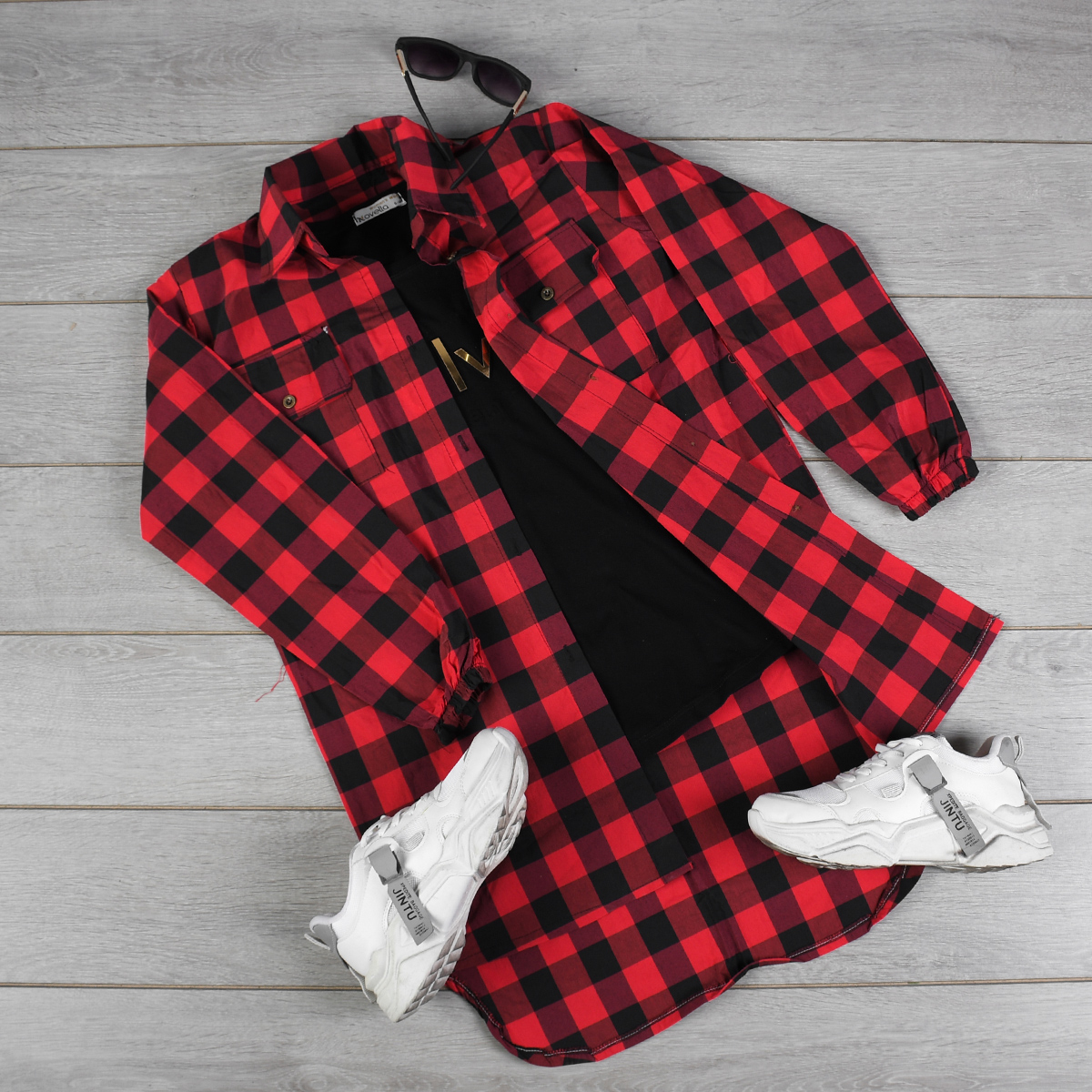 مانتو چهارخونه مدل Felora