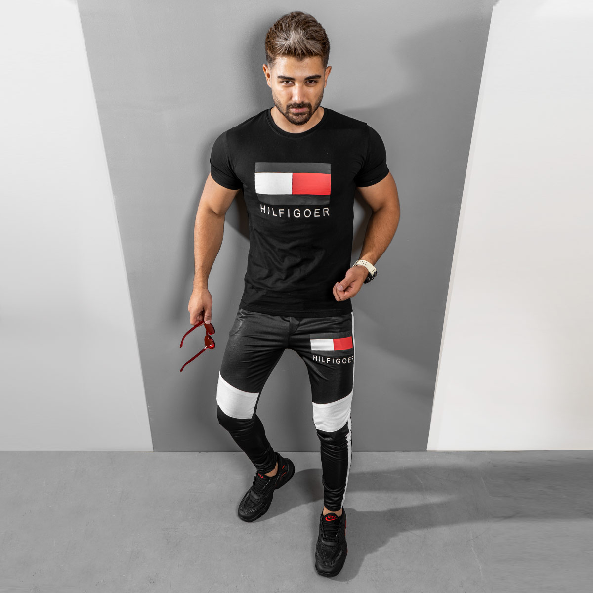 ست تیشرت شلوار Tommy Hilfiger مردانه مشکی مدل Pandura