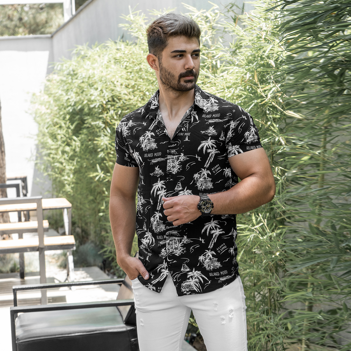 پیراهن هاوایی(T) مردانه مدل PALMA