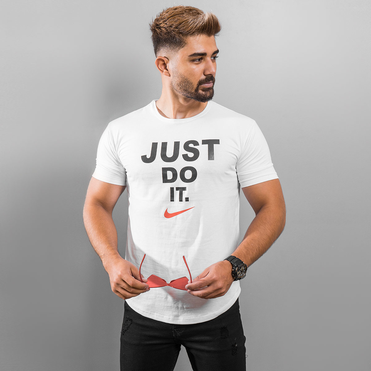 تیشرت Just Do It مردانه سفید مدل Ditro