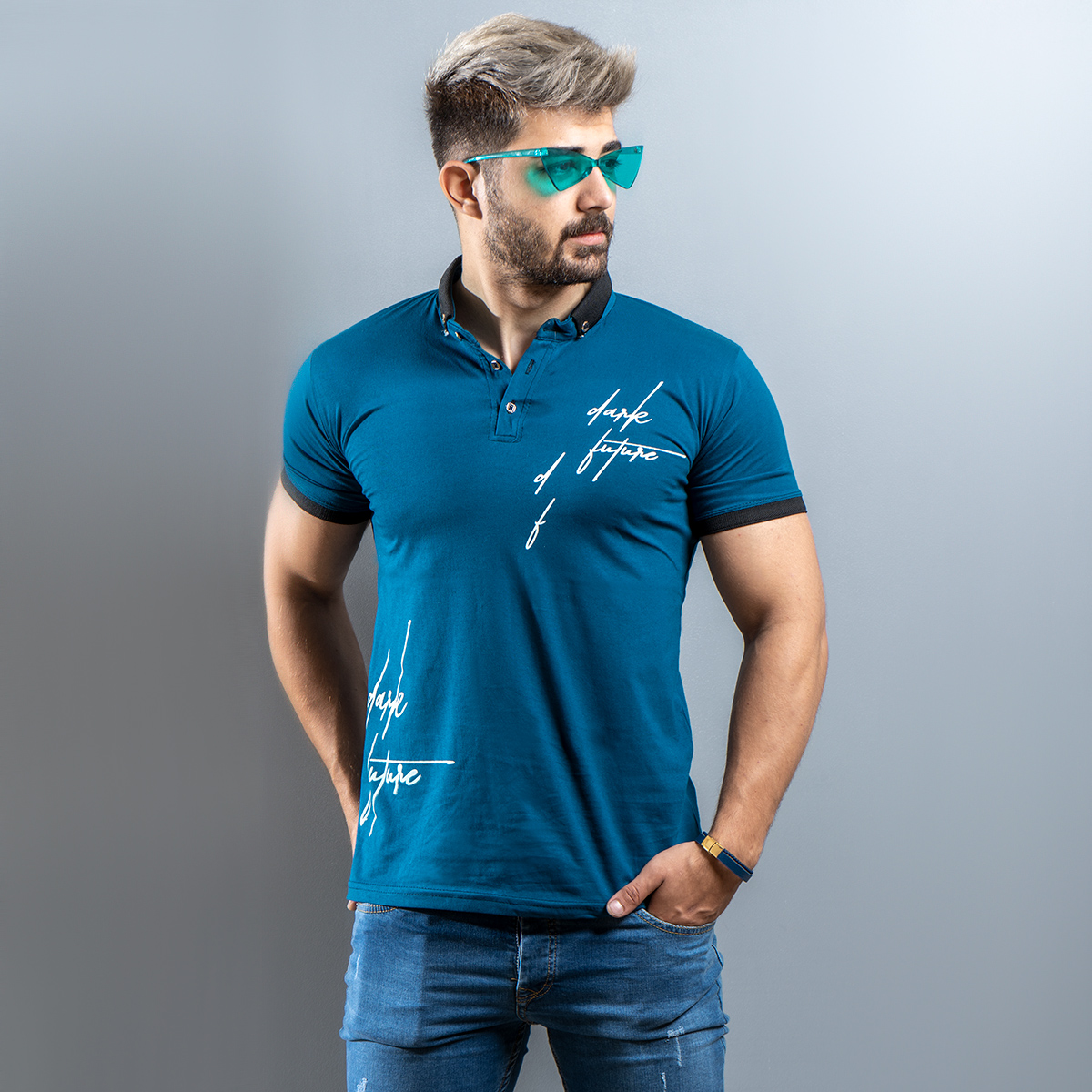 تیشرت مردانه آبی مدل Lavia